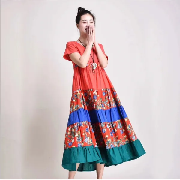 Bear 패치워크 원피스 짜집기 의상 여자 누더기 패션 Gc 000080641