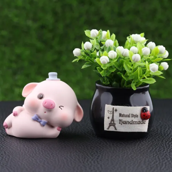 인물피규어 피그 자동차 장식품 귀여운 #05 멩쿠 돼지 거짓말 섹션 뜬눈+쿠로키상고 작은원형 기본