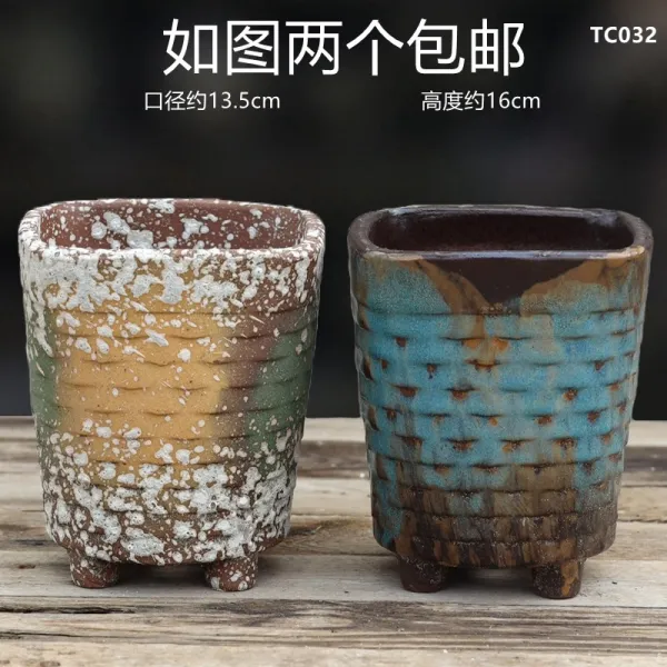 엠마켓 꽃화분대도자기 묵묵히 있다 다육 핸드메이드 거친 배기 발묵 유약 클래식 도의흥 자사 큰사이즈 라지 빅 고방분 옅은 회홍색 Tc032