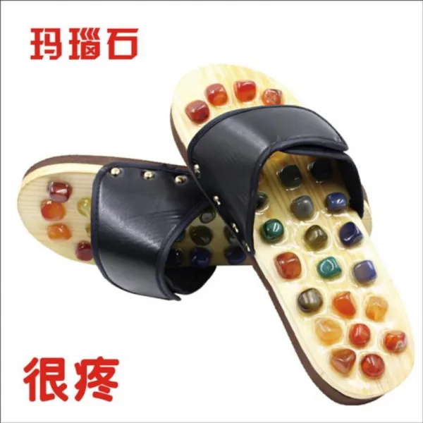 건강슬리퍼 혈기 소통 안마 슬리퍼 여성바깥에착용 알갱이 남학생 발맛사지 자갈 여성 건강 나막신 돌멩이 발걸음 C14 마노 돌 블랙색 T02 37 38