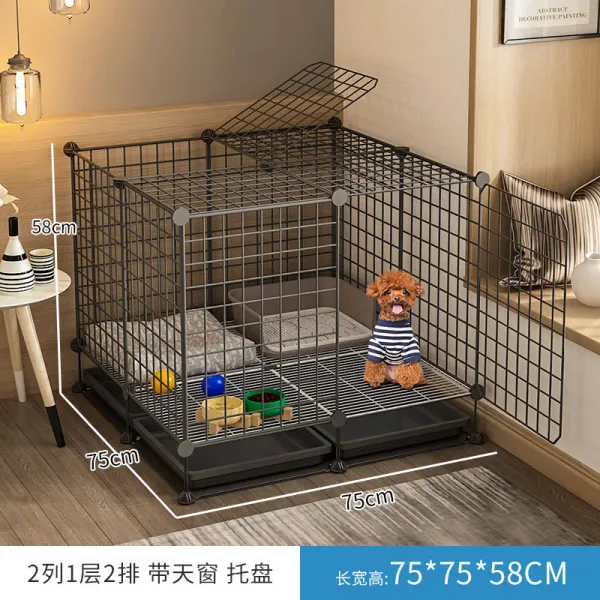 Jun.03 40번 강아지 우리 소형견 실내 애완견 테디코키 접이식 펜스 개집 화장실 구분분리하다Z, 일반 금액 [업그레이드 보강 버튼 + 개 롱], 6_