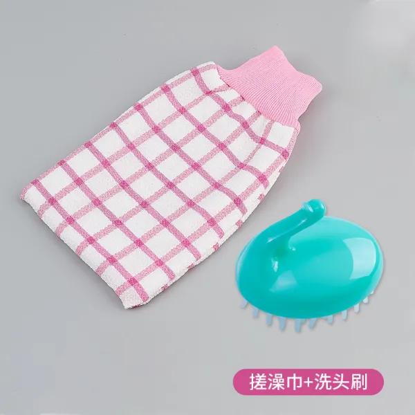 때밀이 수건 강력하게 흙 닦기 잿빛 목욕천 뒤비 등 장갑 가정용 양면 여성 향정신기 목욕, 핑크 머리를감다