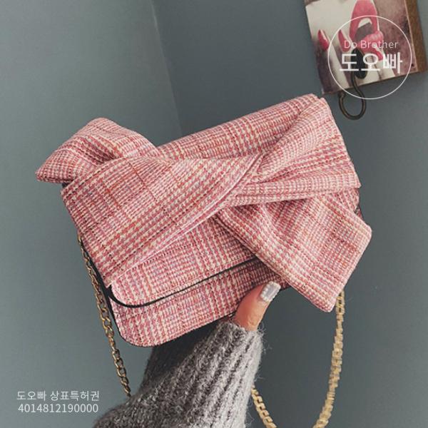 도오빠 트위드 여성 크로스백 미니 핸드백 리본 체인백 숄더백 토트백 패션 데일리백 여자 가방 귀여운 러블리 미니크로스백