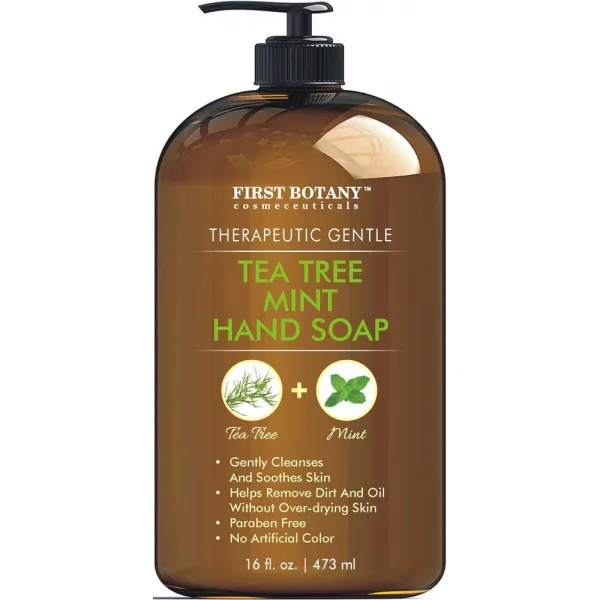 (미국직배) First Botany 티트리 민트 핸드워시 473ml Tea Tree Mint Hand Soap - Liquid Hand Soap with Peppermint