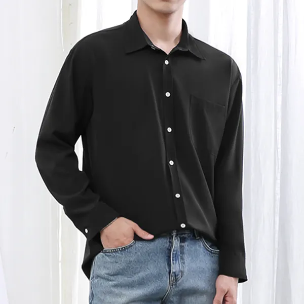 [오버나인] 남자 빅사이즈 구김없는 남방 4XL 무지 긴팔 셔츠