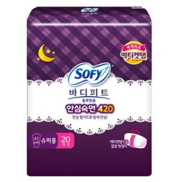 쏘피 바디피트 볼록맞춤 안심숙면 420 슈퍼롱 생리대 날개형, 20개입, 4개