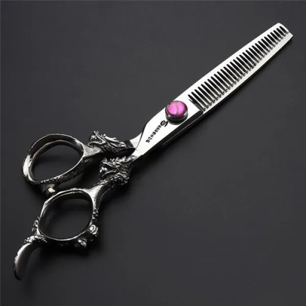 새로운 7/8/9 인치 일본어 440c 전문 이발 헤어 커팅 가위 얇은 스트레이트 가위 클리퍼 이발 이발 벌금 5.5 Inch Thinning_5