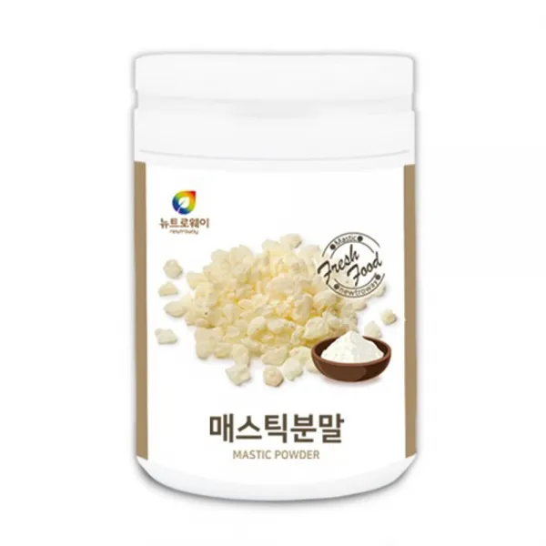 뉴트로웨이 매스틱 검 분말50% 120g 고함량 가루 파우더 그리스 키오스산 순수한 매스틱나무수액 깨끗하게 정제된추출물 이물질불검출 시험검사 성적서 자당지방산에스테르 유화제 분산제 초콜릿 케이크 제빵 버터 아이스크림 재료 식품첨가물 천연향신료 샐러드토핑, 1통
