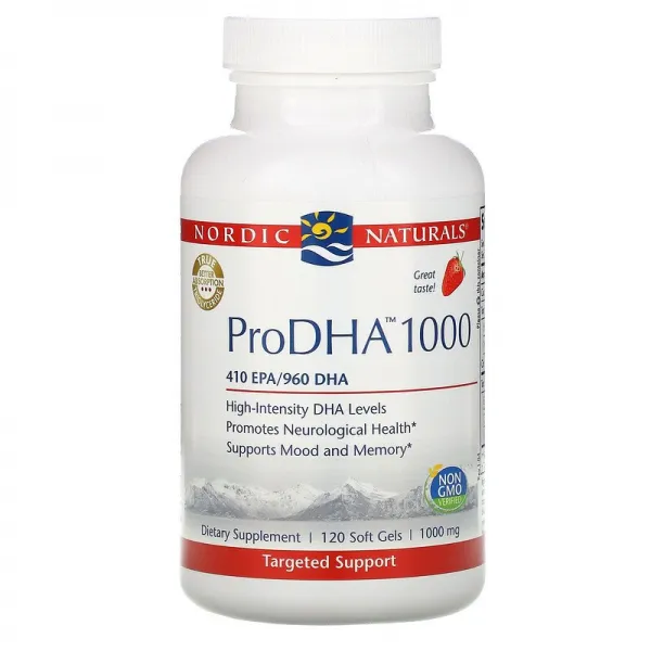 노르딕 네츄럴 프로페셔날 Nordic Naturals ProDHA 1000 딸기 1 000mg 소프트젤 120정, 120개, 1개