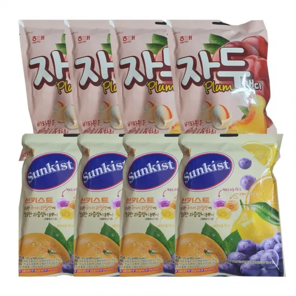 해태 자두캔디 130g x 4 , 썬키스트 캔디 125g x 4, 1세트