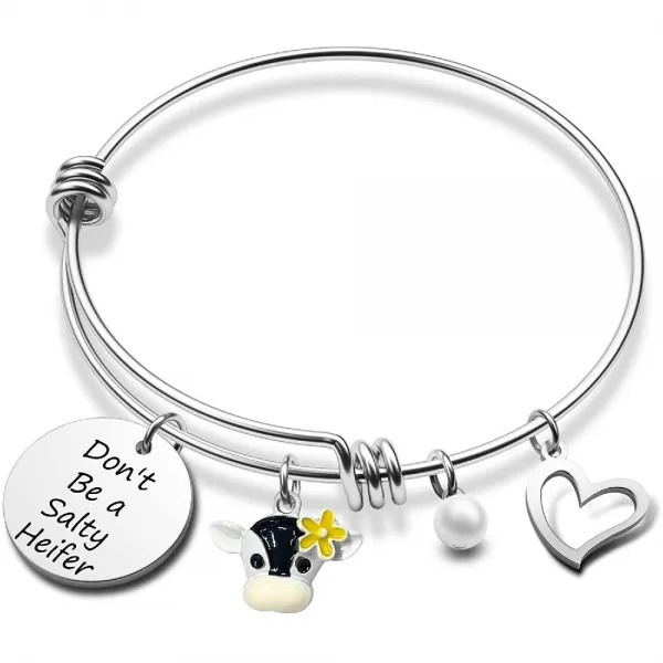 G Ahora G Ahora 암소 팔찌 할 일이없는 여성 팔찌 짠 암소 팔찌 조정 가능한 팔찌 짭짤한 Br Salty Heifer