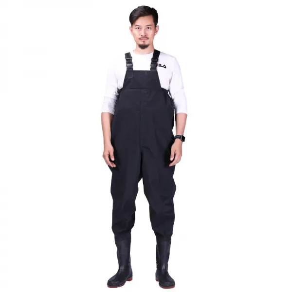 방수 해루질 바지 허리 장화 점프슈트 남녀공용 낚시 장비 갯벌 체험 모내기 농사 웨이더 일복 47 블랙75수