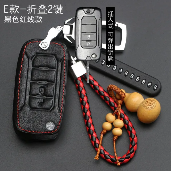 JEEP 지프 리얼가죽 키케이스 반들 1o drawing board type the chief commander 3o, 지프 E타입 -접이식 2건 블랙 붉은