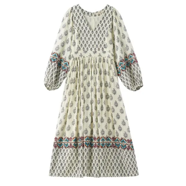 친화소 파리 보헤미안 풍습이 안정되다 짜다 무늬 인견면 브이넥 M8818V1