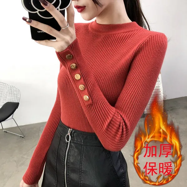 초록무역 해외배송 데일리아이템 라운드 골지 금장니트