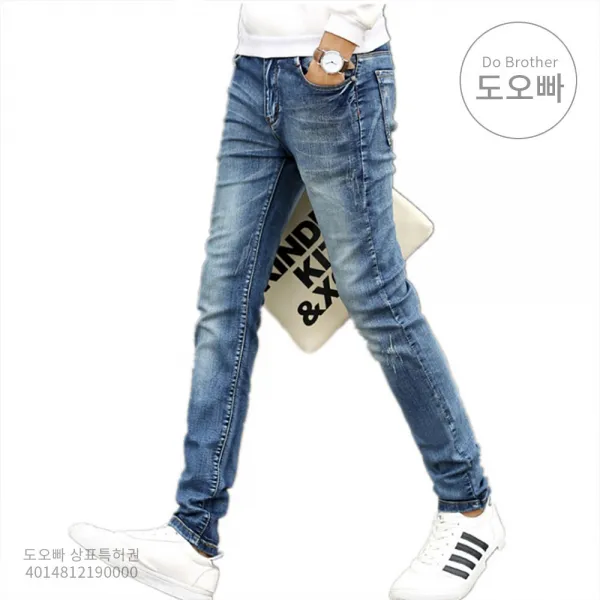 도오빠 남성 청바지 캐주얼 기모 안감 벨벳 중청 진청 일자핏 패션 남자청바지 기모바지 기모청바지