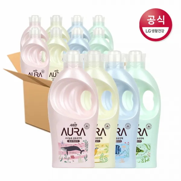 [신세계TV쇼핑][미세플라스틱Free]샤프란 아우라 고농축 섬유유연제 윌유메리미 1L x8개 외3종, 4) 스모키머스크 1L x8개