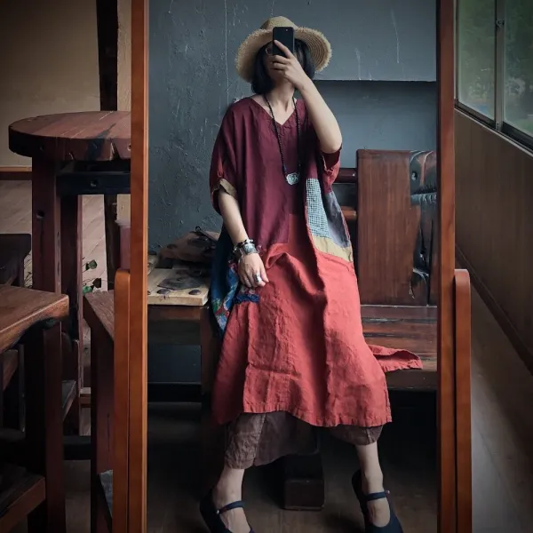 Bear 패치워크 원피스 짜집기 의상 여자 누더기 패션 Gc 000080583