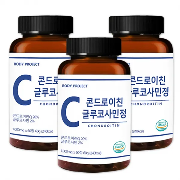 바디프로젝트 무릎 관절엔 콘드로이친 글루코사민정 1000mg x 60정 (2개월), 3개