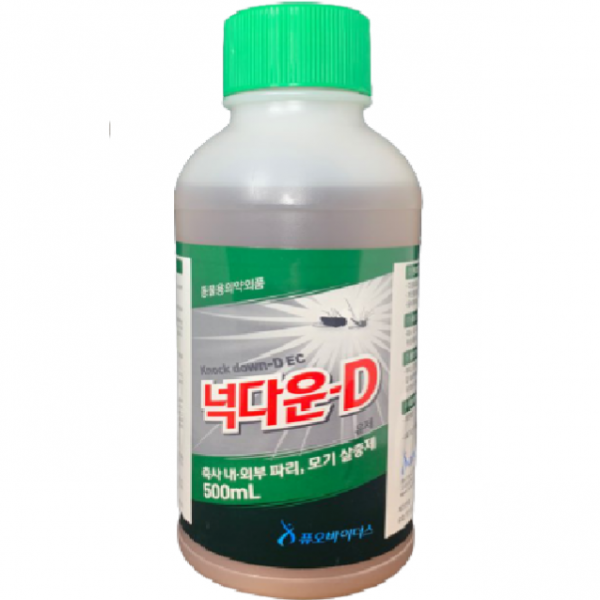 각종해충퇴치축사 매립장 분뇨처리장 파리 모기 한방에 강력살충제 넉다운D유제500ml, 1개