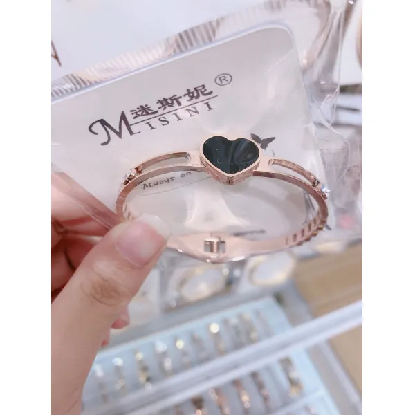 smalux 여자팔찌 패션 레드 컬러의 미니멀한 삼계태강 브레이슬릿 18k 로즈 골드 초선