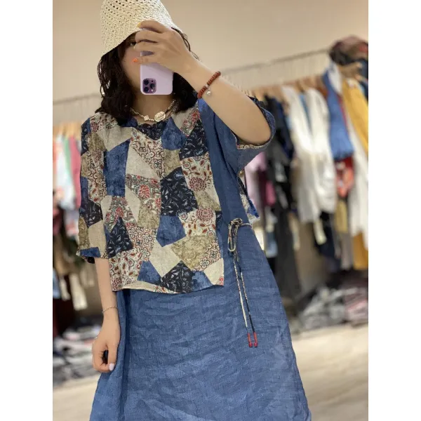 Bear 패치워크 원피스 짜집기 의상 여자 누더기 패션 Gc 000080660