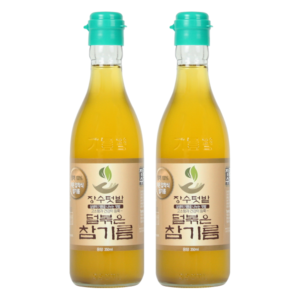 장수텃밭 덜볶아 더 건강하고 깔끔한 덜볶은참기름 생참기름 350ml 2병