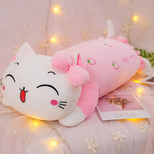 대형 고양이 바디필로우 모찌쿠션 집들이선물 생일선물, 라이트 핑크 곁눈질