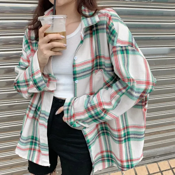 데일리룩 패션 시티캐주얼 루즈핏 체크셔츠