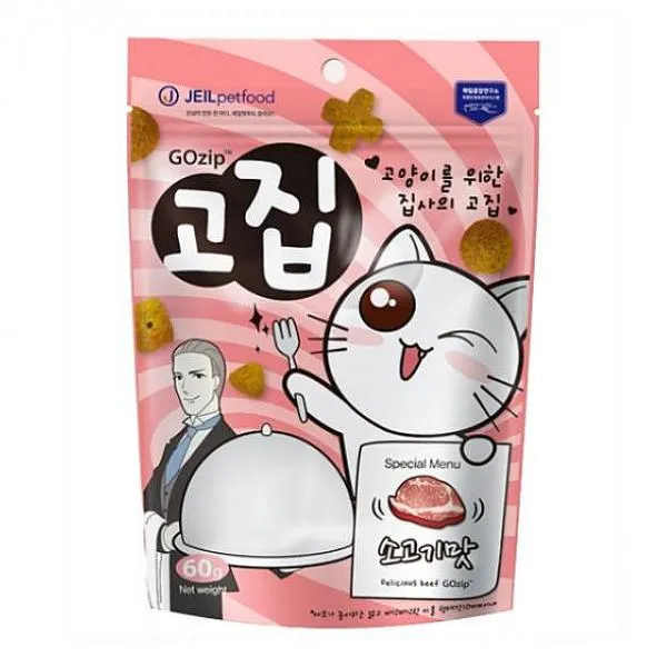 씨앤지타임 고집 고양이 간식 소고기맛 60g 져키 스틱, 1
