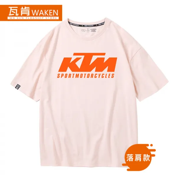 Ktm 모터사이클 동호인 반팔 티 순면 오토바이 라이더 트랙 티셔츠 핑크