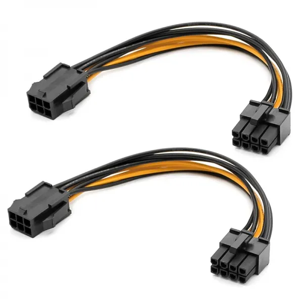 Lopbinte 2팩 그래픽 카드 6핀-8핀 PCIe 어댑터 전원 케이블 7.8인치, 1set