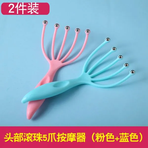 브러쉬겸 마사지건 두피가려울때 셀프마사지도구 시원한마사지 두피샴푸브러쉬 탈모에도움되는 두피각질제거하기 부모님마사지해주기 두피마사지기 문어발 공부하다사용하는 조용한 셀프로근육풀기, 단일사이즈, 발마사지2개 블루핑크