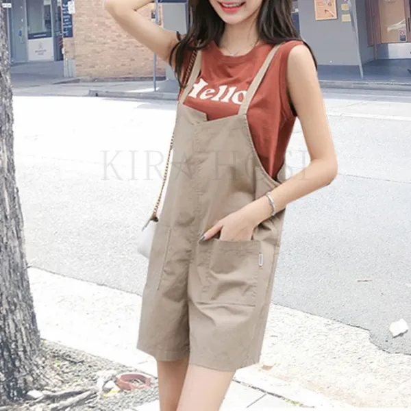 Kirahosi 퀄리티 6 여름 여성 반팔 티셔츠+멜빵 바지 세트 점프수트 투피스 80 +스마트 스트랩 증정 Dj2or2p