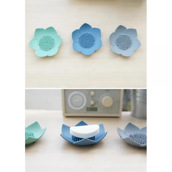 연꽃 주방 욕실 비누 수세미 받침대 물빠짐비누 비눗갑, 민트