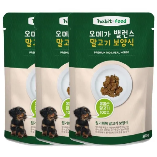 [AEN_1023523] 해빗앤푸드 프리미엄 말고기 100 애견간식사료 3개 애견육포 말고기사사미 강아지육포 말고기간식 강아지간식