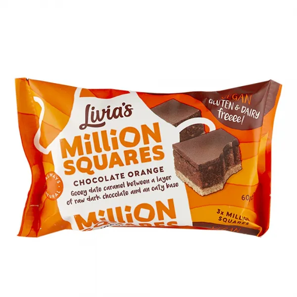 Livia's Chocolate Orange Million Squares 리비아스 밀리언 스퀘어 오렌지 초콜릿 60g 14팩, 1개