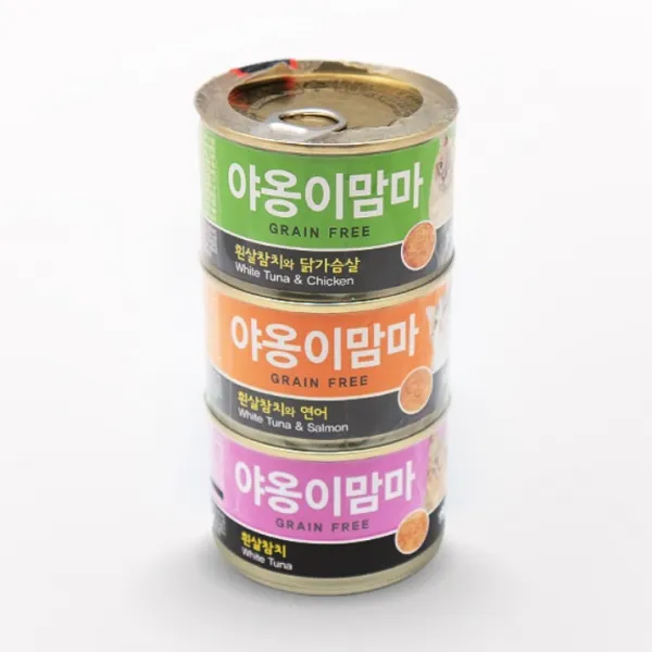 [더댕댕] 야옹이맘마 고양이습식캔 160g 그레인프리 국내산 고양이 영양 습식캔 3가지맛 캔, 1개, 야옹이맘마 3개 실속세트