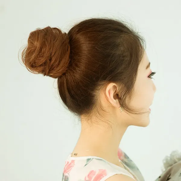 올림머리 가발 직헤어 롤 가방 여성 페이크 머리 꽃블랙 헤어링 도선염 꽃턱잎 스타일리쉬 볼륨 상투 고개를 틀다, 1, 긴머리 가방 린넨 색깔 도선염 라이트