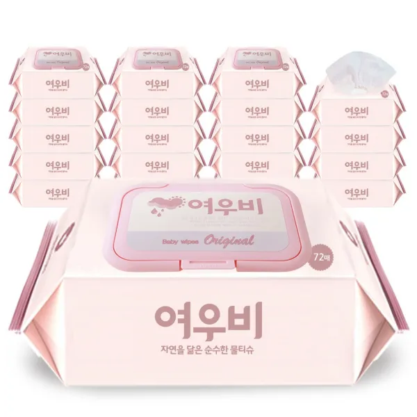 여우비 오리지널 도톰한 엠보싱 캡형 물티슈, 20팩, 72매