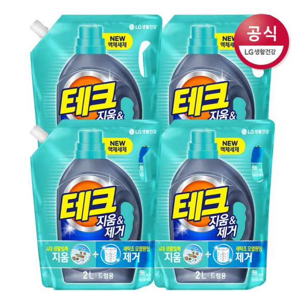 [신세계TV쇼핑]테크 지움N제거 액체세제 리필 드럼용 2L x4개, 4개