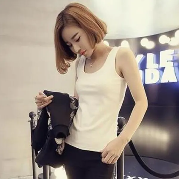 나시 여름시즌 순면 섹시한 조끼 소매상의 아우터 짧은타입 이너 화이트 이너셔츠 해변 유행