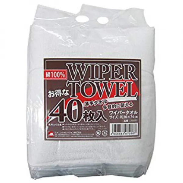 [ミタニコーポレーション]ワイパータオル/40枚組・綿100%・白・パイル地・薄手/30×74cm [미타니 코퍼레이션] 와이퍼 타올 / 40 장 세트면 100 % 흰색 자료실 지역 쉬어 /, 1