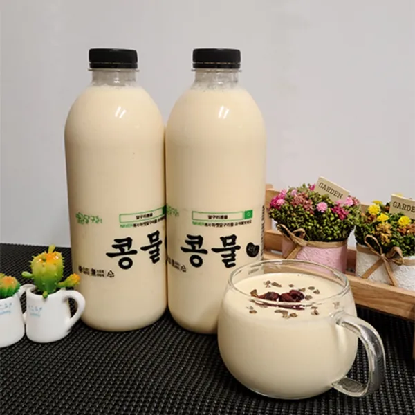 마켓달구리 진한콩물 1리터 2병 국산콩100% 생면무료증정 무첨가 콩물 우뭇 콩국물 국산콩두유 무첨가두유