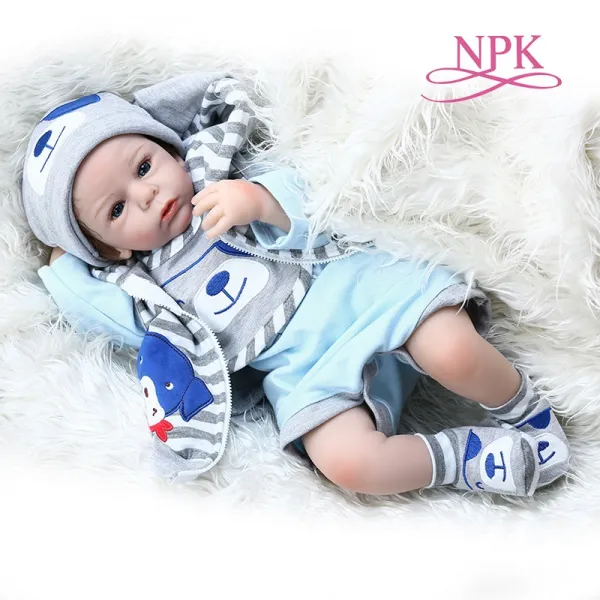 50CM bebe 살아있는 인형 reborn baby boy doll 현실적인 실리콘 소프트 터치 사랑 스럽다 진짜 신생아 크기 귀여워 baby weighte, brown eyes