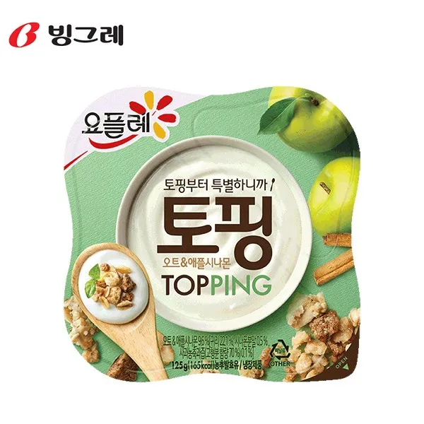 요플레 토핑 오트애플시나몬125g x 5개 냉장무료배송/토핑요구르트/요거트, 125g