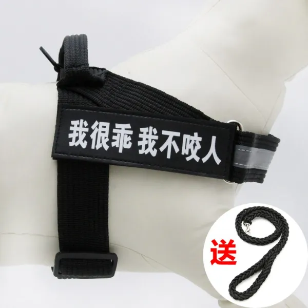 Mar.20 176번 강아지 가슴 멜빵 견인줄 덕목 조끼형 말견 사모예 용품 대형 중형견 산책용 목줄 체인z S 12 25 근 블랙 사계절 가 벼 운 라인