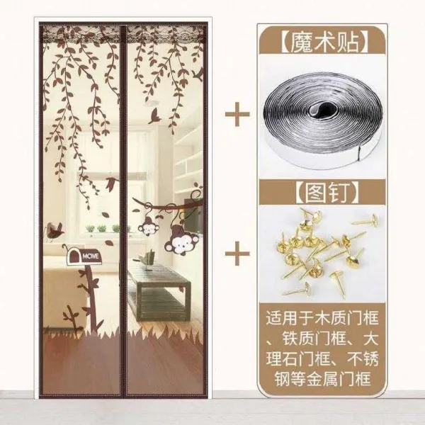 베란다가림막 보강 계절 자성 메쉬 창문커튼 가정용추가 넓은 커튼 접착식 약해지다 뉴타입 방충망 대문 샤커튼 패브릭커튼, C04-정음 자수 장미통권 배달 밸크로테이프, T02-70200cm