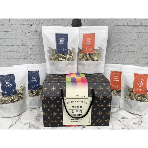 별주부각 김부각선물세트 답례품, 찹쌀김부각 3개+새우김부각 3개(BEST)