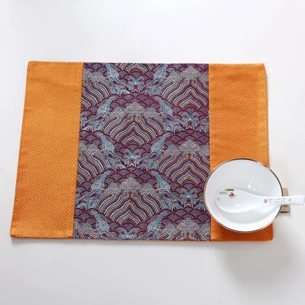 하비어클락 예필욱 중국식 스타일리시 호수 스퀘어 컵받침 방수 셔양 시탁 31*40cm 로즈레드 바닷물 귤나무 가장자리.